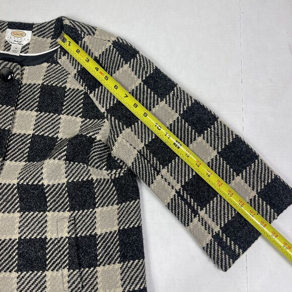 Talbots Wool Blend Blazer Italian Fabric 14P Gingham Plaid Cropped Careerwear - Picture 8 of 13